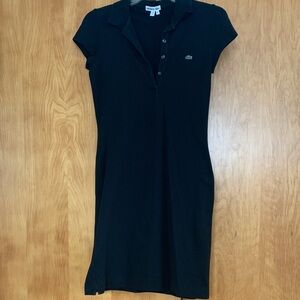 Lacoste Women's Classic Black Pique Cotton Mini Polo Dress Sz 34